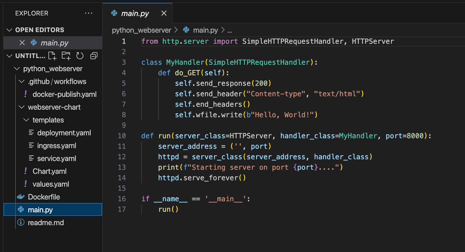 Building a Python Web Server and Deploying It Using Docker, GitHub Actions, Helm, and Kubernetes